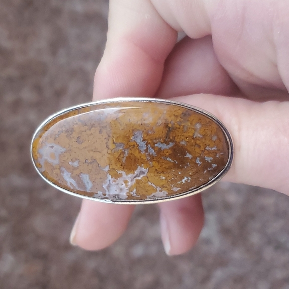 New Overzized Seam Agate 925 Silver Statement Ring. - Picture 16 of 16